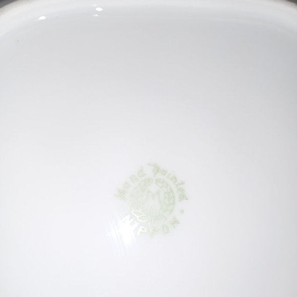 Hand Painted Nippon 2 Handle Candy Dish Pink Flowers Imported by Morimura Bros. - Picture 5 of 5